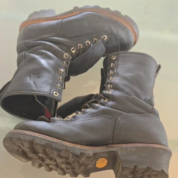 Chippewa Black Leather Lace-Up Work Boots - Picture 6 of 12